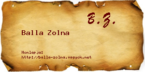 Balla Zolna névjegykártya