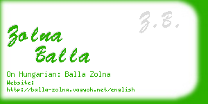zolna balla business card